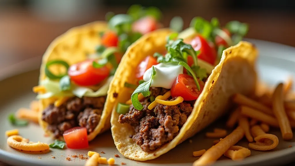 Beef taco with toppings