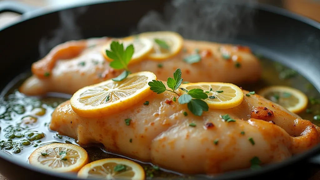 Chicken cooking in skillet
