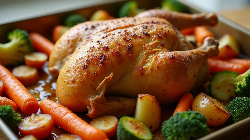 Roasted chicken with vegetables on a sheet pan