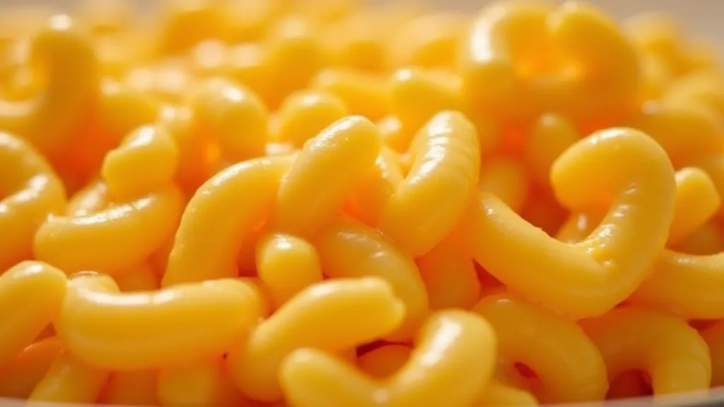 Close up view of macaroni and cheese