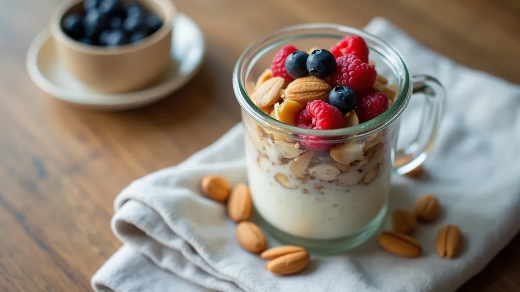 Layered overnight oats in a jar