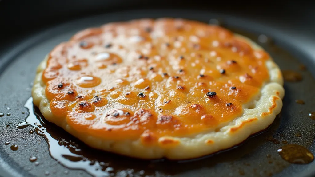 Pancake cooking on griddle