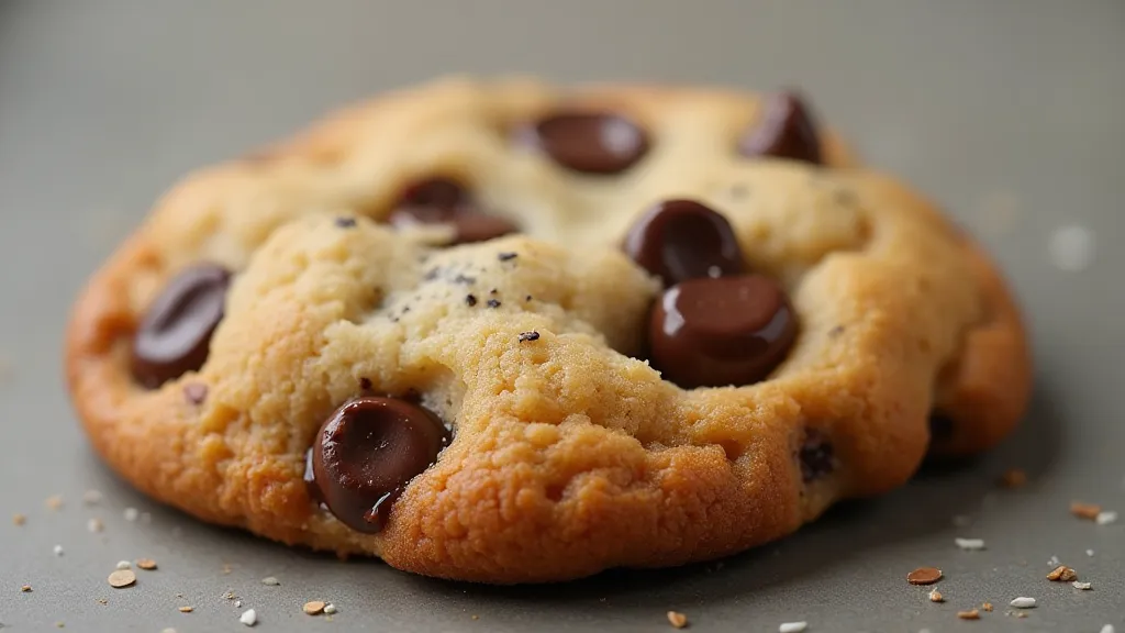 Single perfect chocolate chip cookie