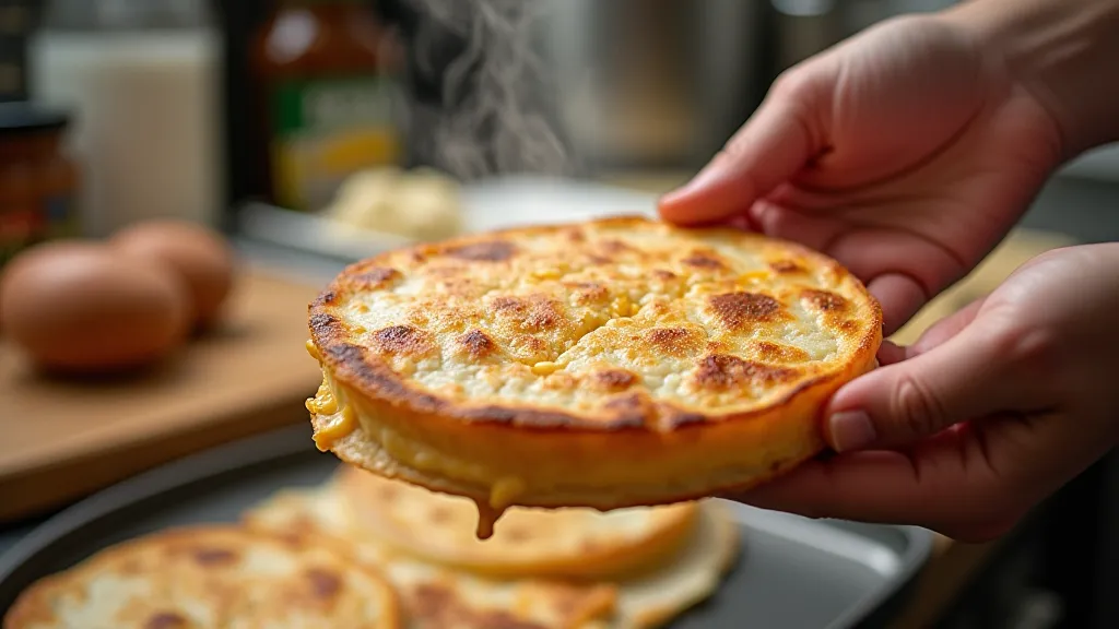Hand holding a quesadilla