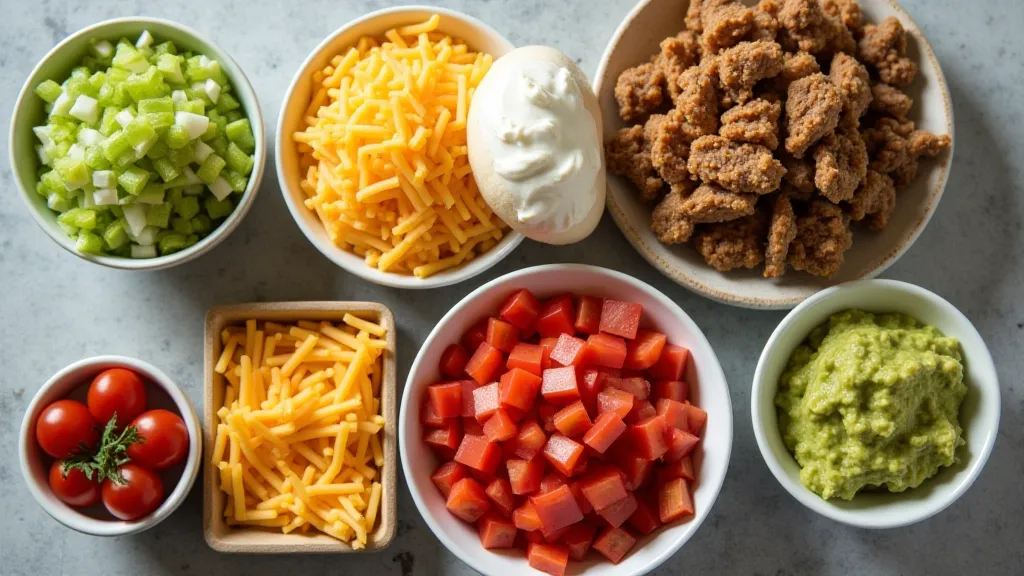 Variety of taco toppings