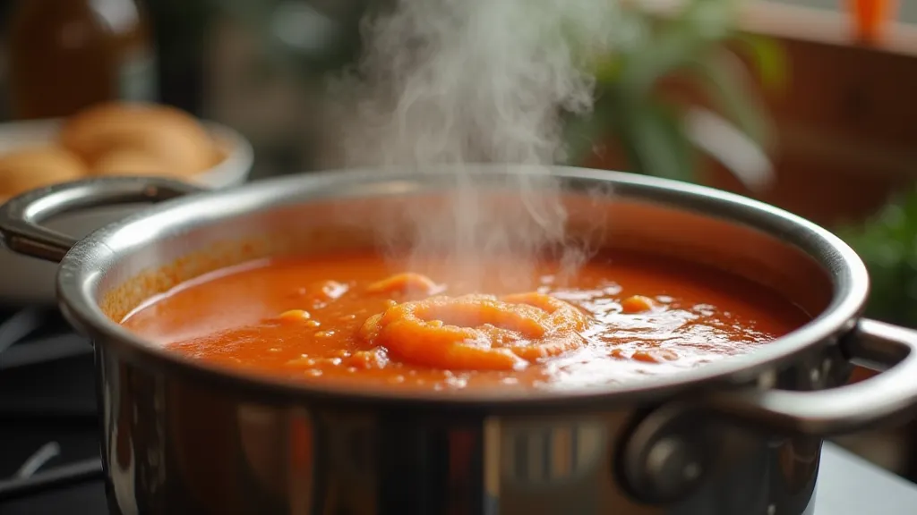 Simmering tomato soup
